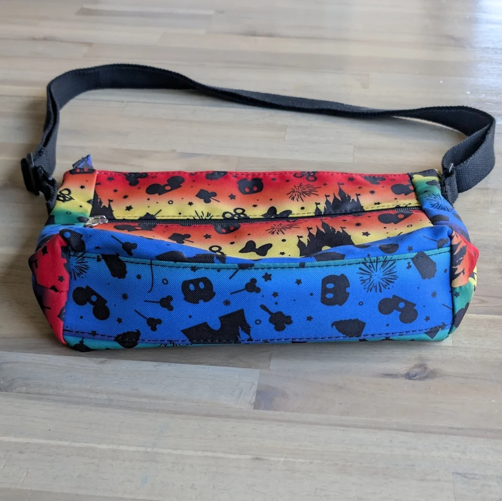 Disney Parks Rainbow Crossbody‎ Castle And Mickey Snacks Bag Purse Ombre